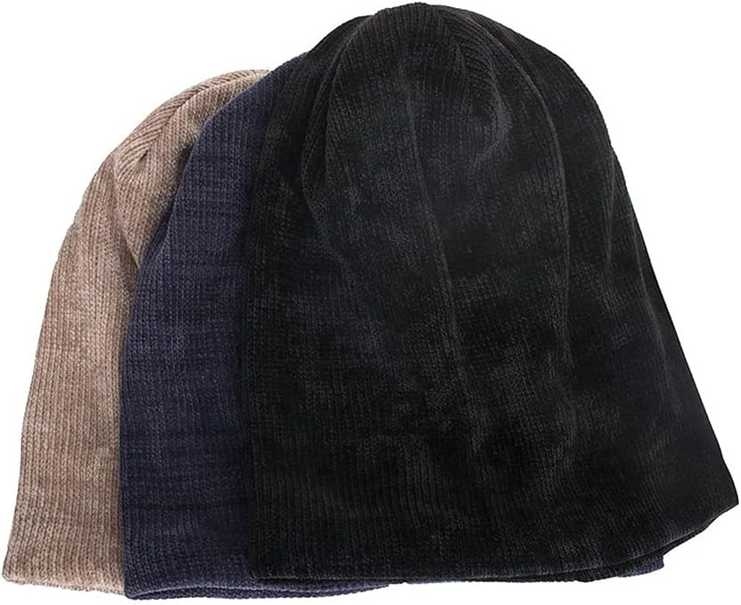Winter Autumn Warm Beanies Men Solid Knitted Outdoor Soft Hat Trendy Adult Caps Black Corduroy