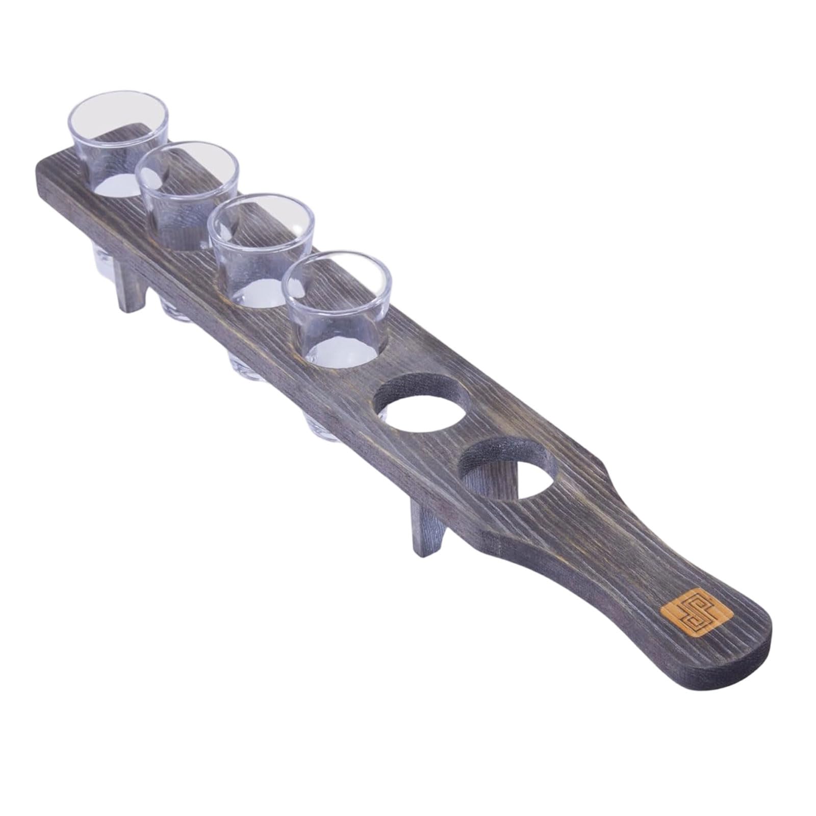 GTYLF Tequila Storage Tray Wooden Drink Serving Tray Shot Glass Display Stand with 6 Holes for Social Event Tequila
