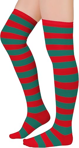 Century Star Calcetines altos hasta el muslo, medias atléticas a rayas para mujer, calcetines largos de tubo por encima de la rodilla, calcetines