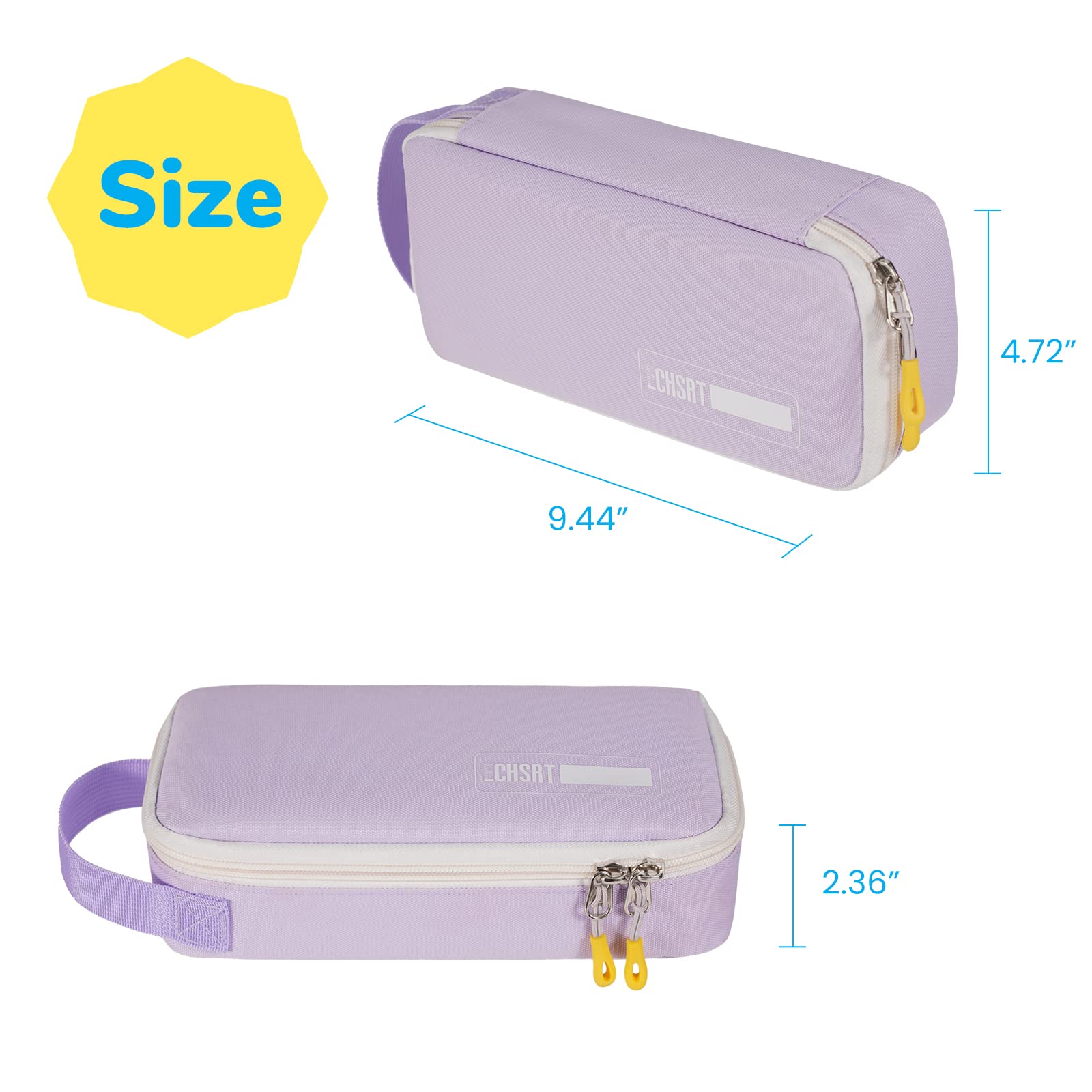 ECHSRT Estuche para lápices para Hombres y Mujeres, Estuche Grande para Adultos, Estuche portátil estético con asa, Fundas con Cremallera para Organizador de Oficina, Glicinia, 9.44 x 4.72 x 2.36