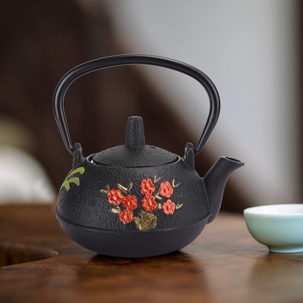 日本Tetsubin 水壶套装,铸铁茶壶,铸铁茶壶,仿日本无涂层梅花竹礼品装饰
