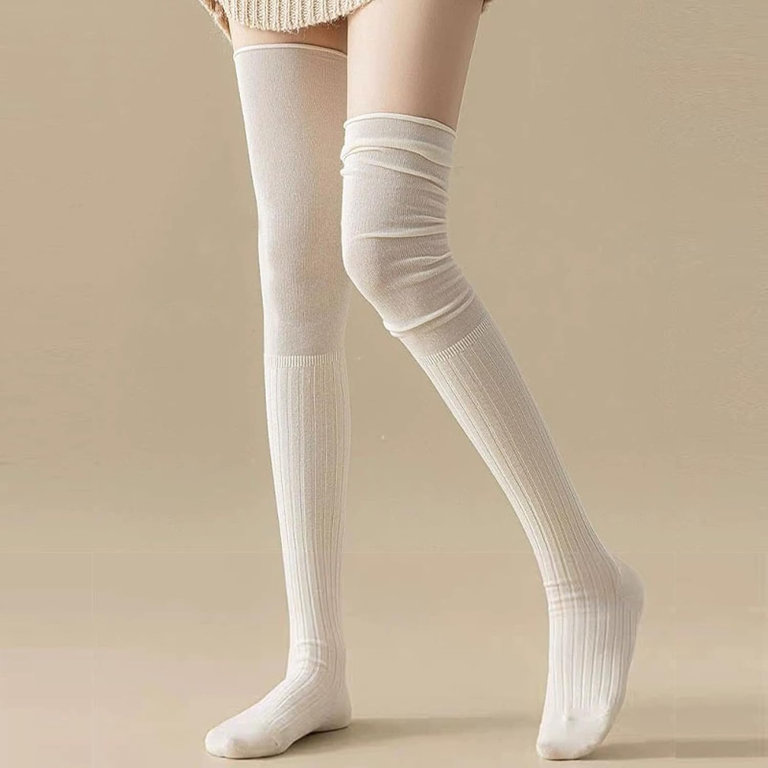 Starella Women Over Knee Stockings Warmers Slouch Top Thigh High Socks for Boots