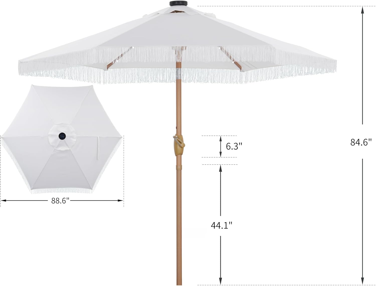 GDY 7.5FT Patio Umbrella Outdoor Table Umbrella(Optional with Light or Base), Market Umbrella with Crank for Garden, Lawn, Deck, Backyard & Pool