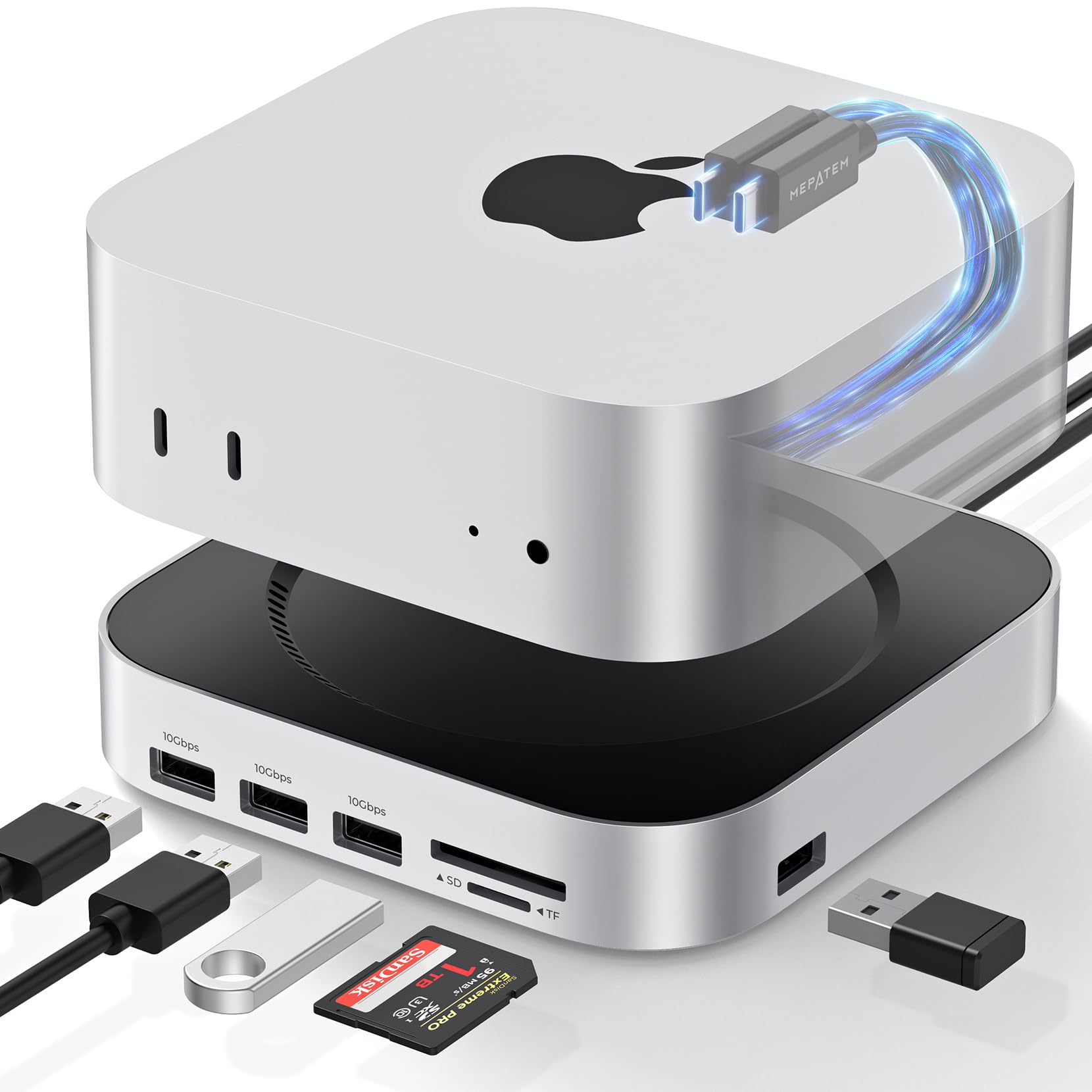 Mac mini M4ドック 10-IN-1 1TB M.2 SSD Amazon.com: MOVE SPEED Mac mini M4 Dock with 1TB NVMe SSD