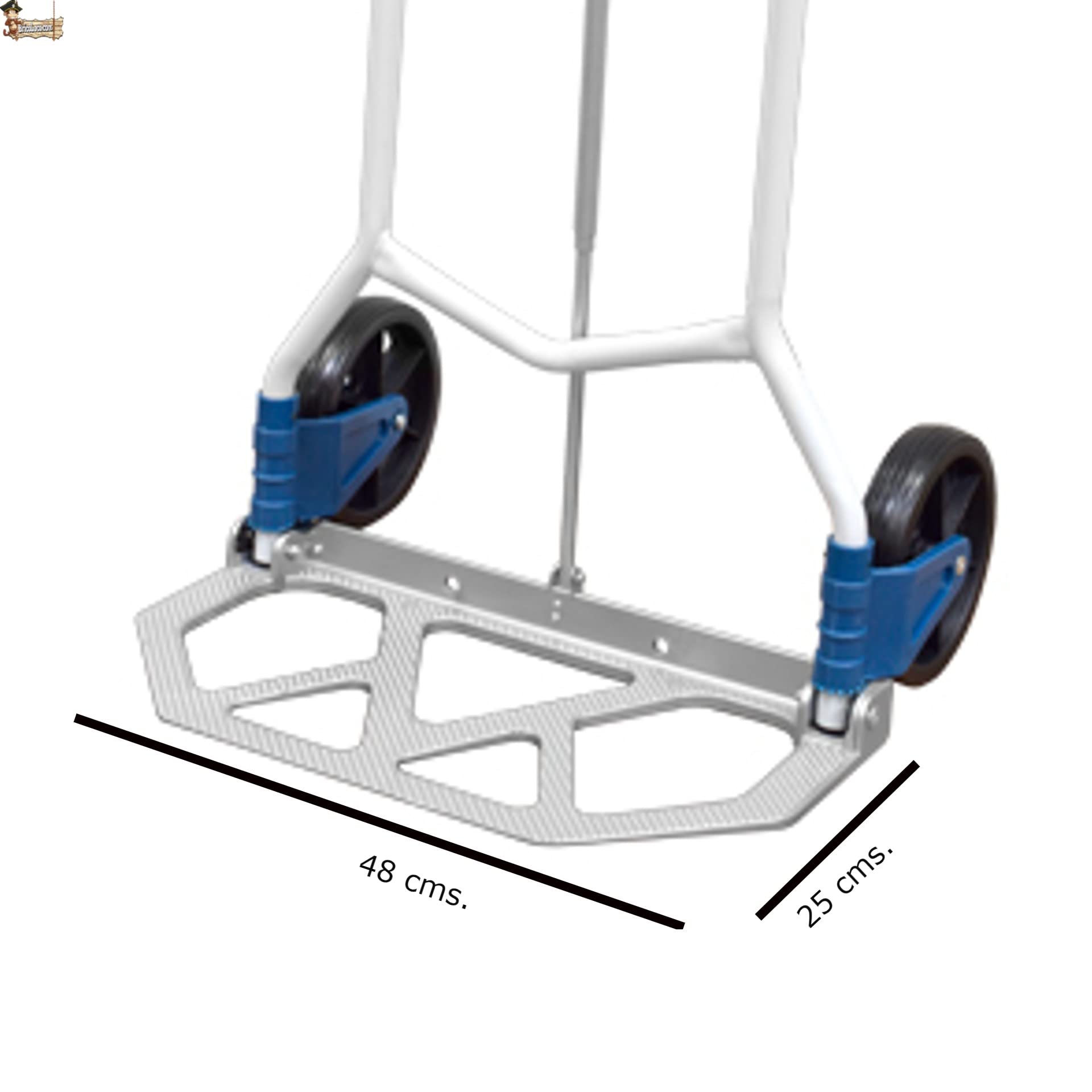 BricoLoco.com Carretilla Plegable de Mano para Transporte de hasta 90 kgs. Carro con Plataforma, asa y Ruedas Plegables. Altura Regulable. Fabricada en Aluminio. Ligera