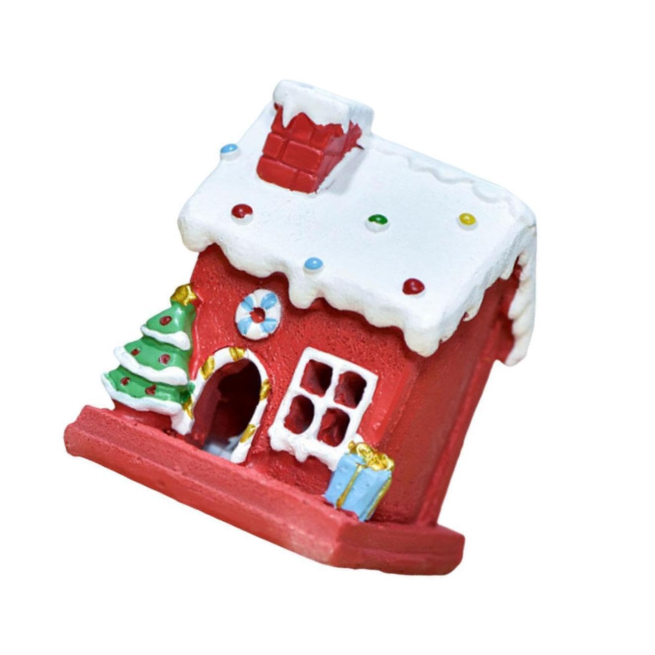 KIXZSAZ Delightful Christmas Village Landscape Tabletop Figurine for Festive Ambience Luminous Lighted, Red, Small