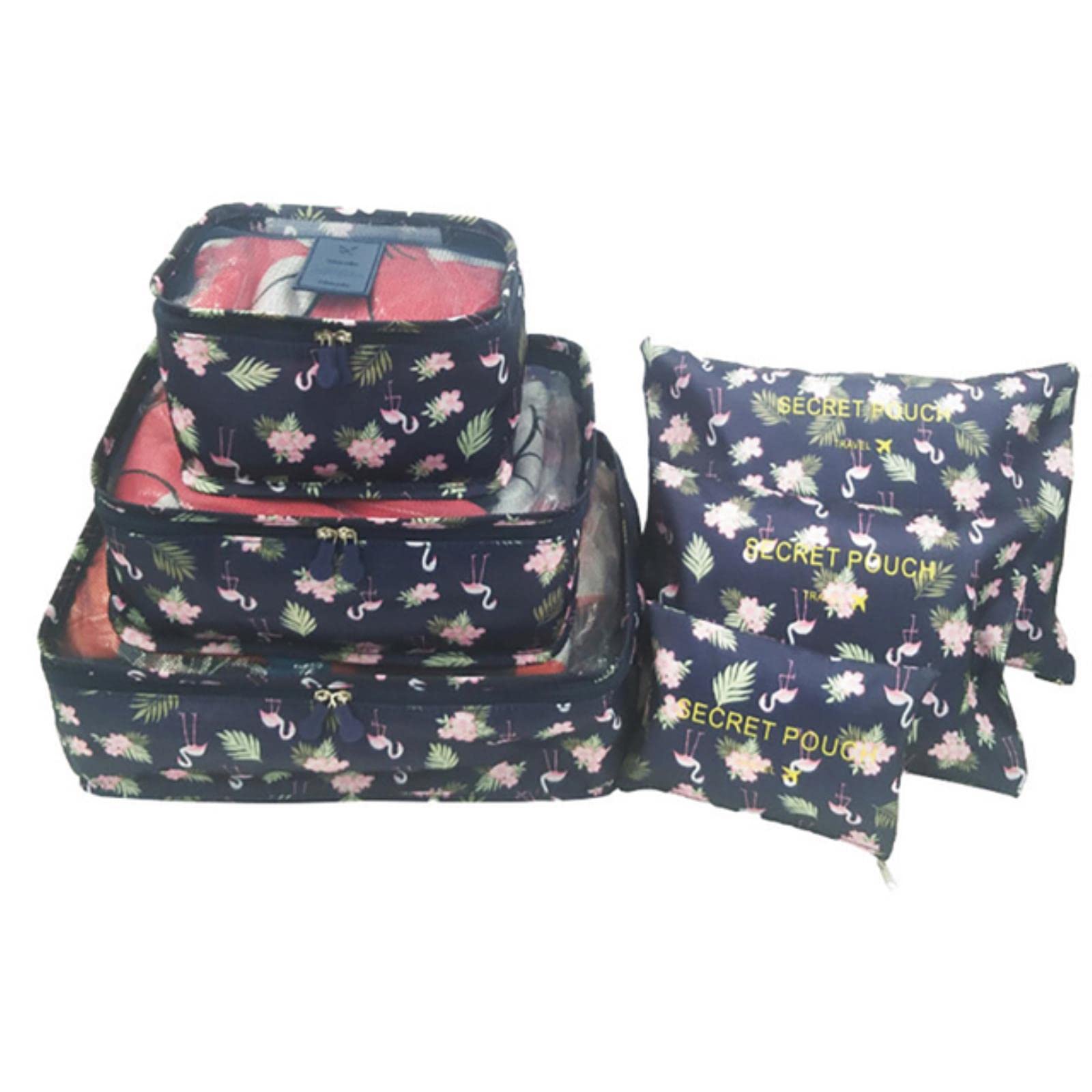 6 szt. Organizator podróży Torby do przechowywania Przenośny organizer do bagażu Wodoodporne ubrania Tidy Bag Walizka Kostka do pakowania Case-Brązowy (Granatowy)