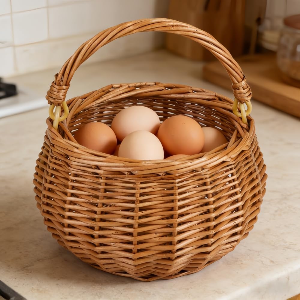 Small Gift Wicker Picnic Basket with Handle, Willow Flower Girl Basket for Wedding, Easter Basket,Mini and Cute Wicker Storage Basket，Home and Garden Decor.Natural Color