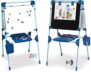 Chicos - Pizarra Infantil 2 en 1: Magnética y de Tiza, incluye un Rotulador, Tizas de Colores e Imanes de Letras y Números | Medidas: 62.5 x 60 x 120 cm | + 3 Años | 49 accesorios (52112)