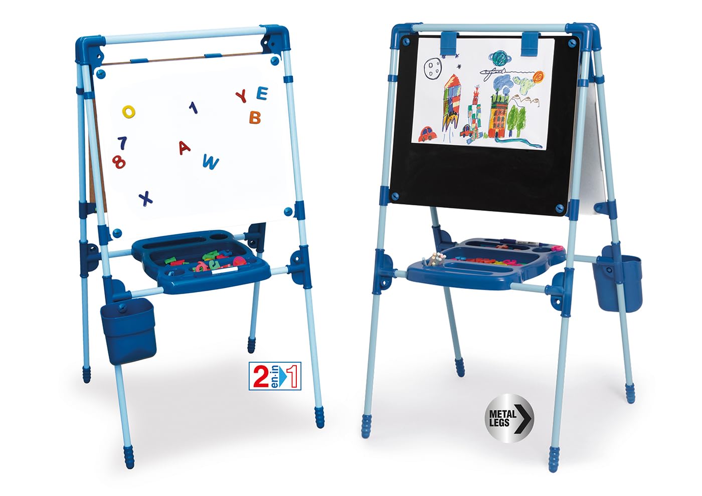 Chicos - Pizarra Infantil 2 en 1: Magnética y de Tiza, incluye un Rotulador, Tizas de Colores e Imanes de Letras y Números | Medidas: 62.5 x 60 x 120 cm | + 3 Años | 49 accesorios (52112)