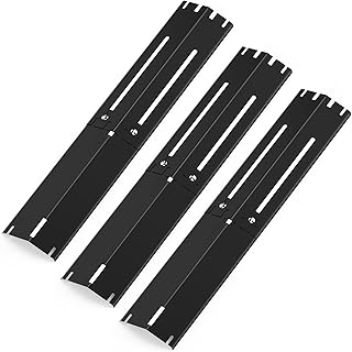 Coisien Adjustable Porcelain Steel Grill Heat Plate Shield, Heat Tent, Flavorizer Bar, Burner Cover, Flame Tamer, Grill Replacement Parts for Gas Grill, Extends from 11.75" up to 21" L, 3 PCS