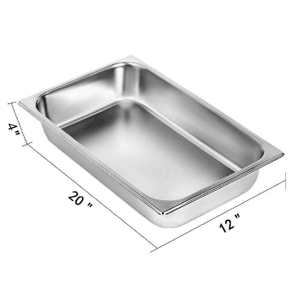 4 recipientes Gastronorm apilables de acero inoxidable antiadherentes Chafing Dish Recipientes con tapa de acero inoxidable para buffet Chafing Dish, vaporera