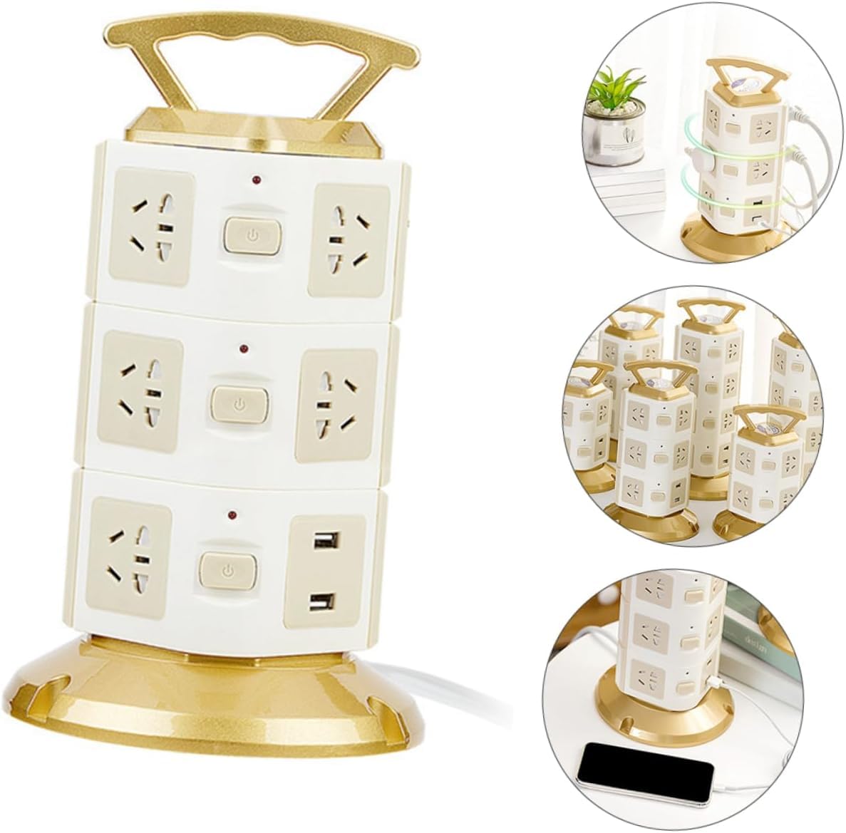 Multipresa con Porte USB - Adattatore Multifunzionale per più Dispositivi, Presa Multipla con Protezione da Sovratensione per Uso Domestico E in Ufficio