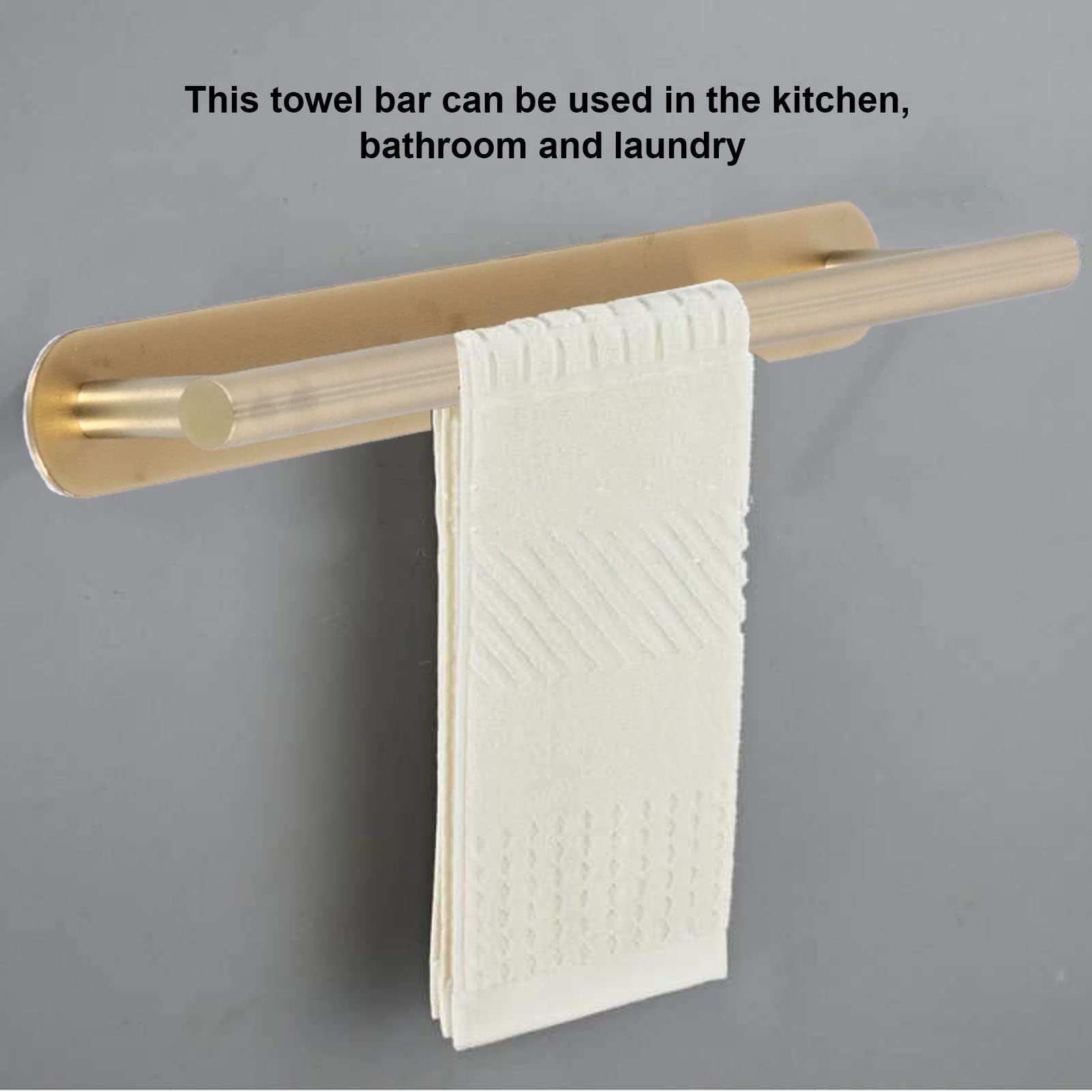 SIXRUN Toallero, Toallero Adhesivo de Acero Inoxidable 304, Varilla única de Oro Cepillado, Montaje en Pared sin Taladro, Soporte Resistente a la Oxidación para Baño, Cocina, Gabinete, Hogar (60cm)