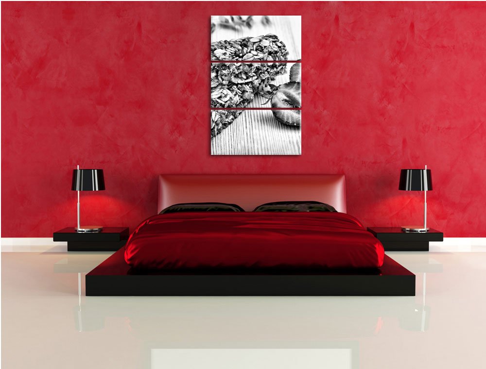 Pixxprint Gesunder Müsliriegel, Leinwandbild 3 Teilig, Gesamtmaß: 120x80cm, Wandbild, Dekoration, fertig gespannt, Kein Poster