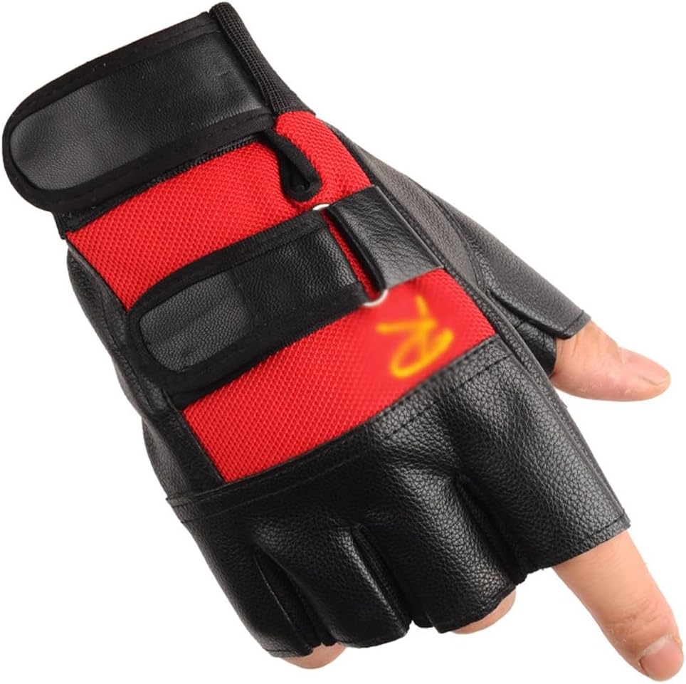 Men's Imitation Leather Sports Half-Finger Gloves Fitness Cycling Outdoor Gloves