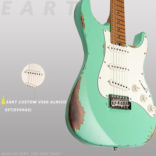 Miniatura 10 de EART Vintage-VS60 - Guitarra de cuerpo sólido de 6 cuerdas de reliquia suave, acabado de palisandro tostado, acabado reliquia VS60, pastillas de 6