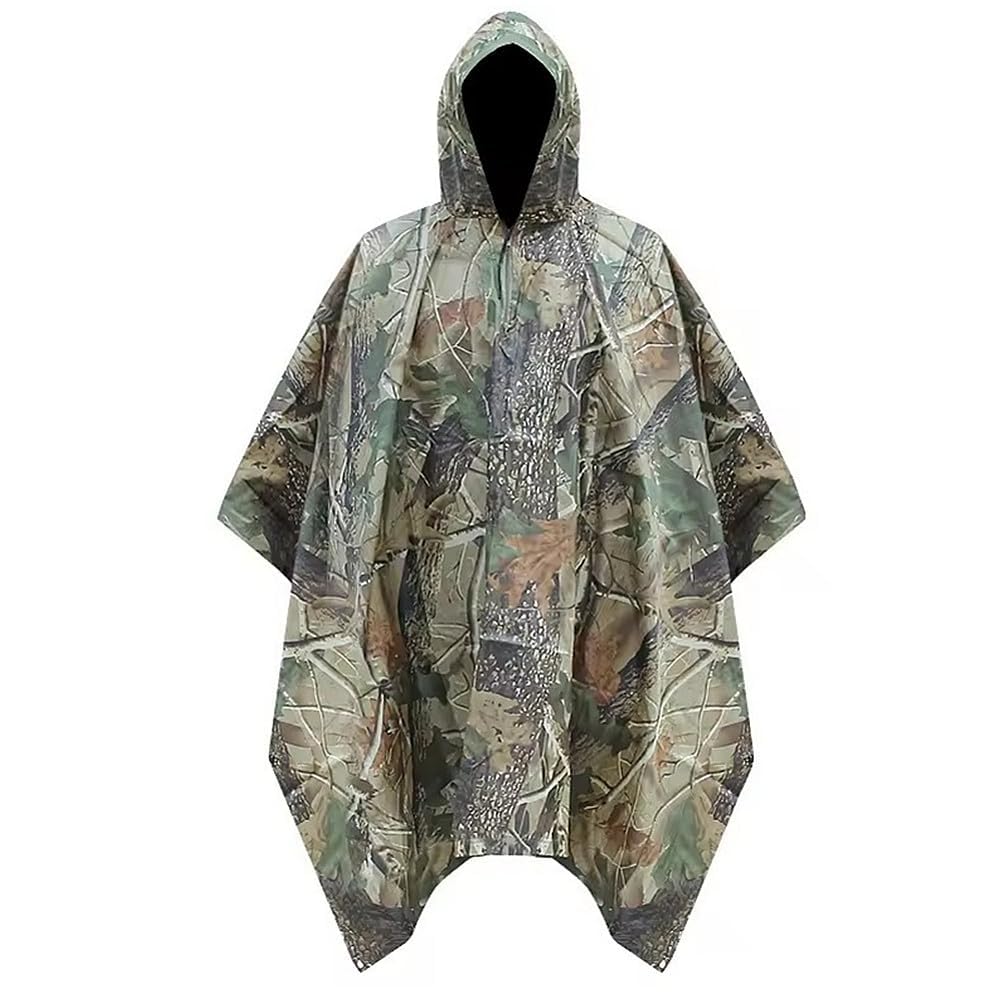 TRIXES Poncho de pluie imperméable camouflage, léger pour adultes – Randonnée, festivals, voyages et plus encore