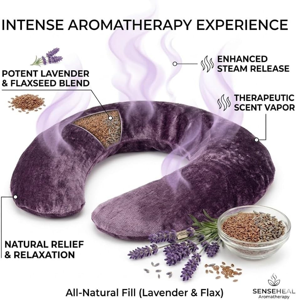 Kozi Weighted Heating Pad for Neck and Shoulders and Back | Microwavable Non Electric Portable Heat Wrap for Pain Relief and Relaxation | Upper Body Heated Comfort Pad,Amethyst