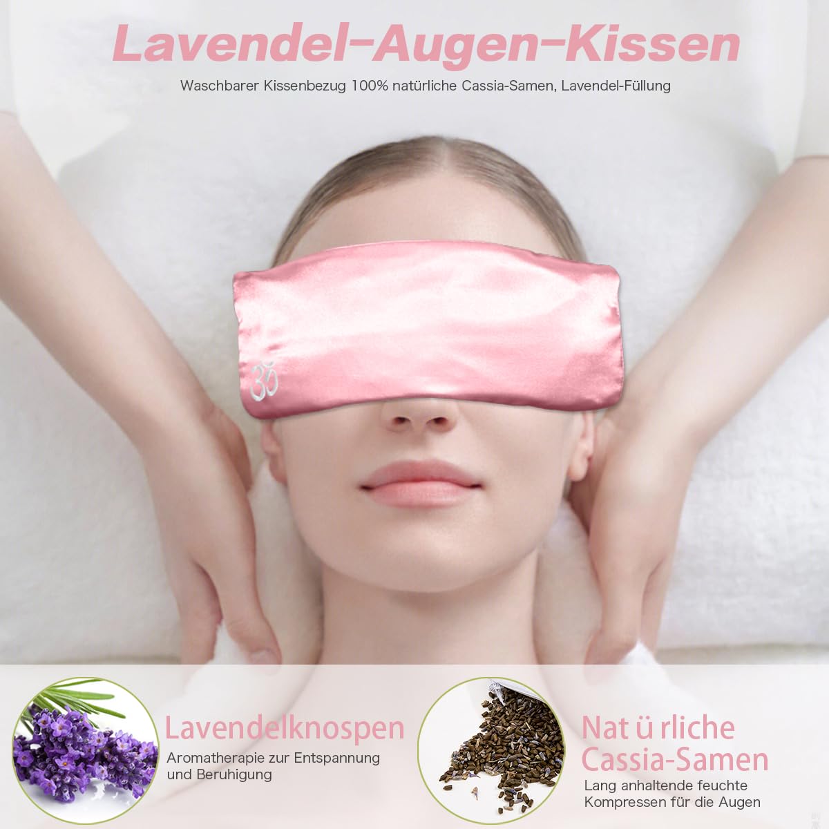 Coussin pour les yeux en soie de luxe avec lavande pour la relaxation, masque lesté pour l'aromathérapie, le yoga et la méditation, pour femmes et hommes, rose