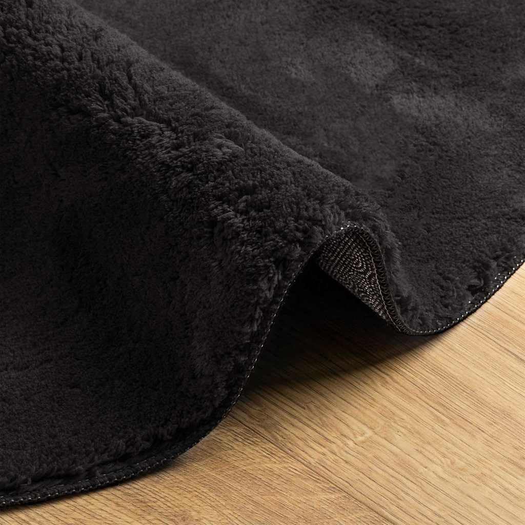 HUARTE Tapis ovale 160 x 230 cm - Tapis de salon moderne en polyester résistant - Antidérapant et facile d'entretien - Pour couloir et salon - Noir