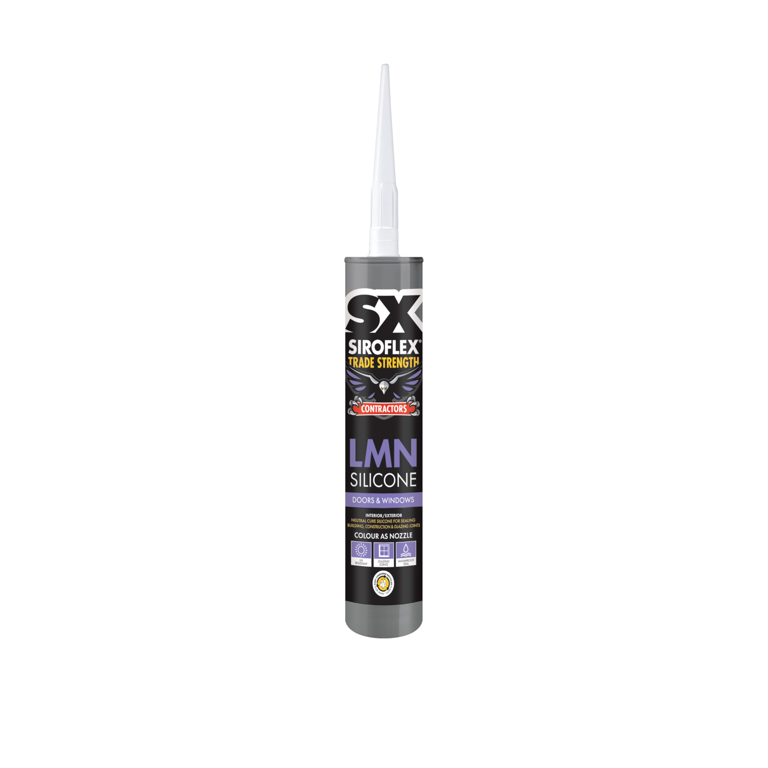 SX Siroflex White LMN Formula Silicone 300ml – Waterproof, Flexible Sealant for Windows, Sanitary, Glazing & Building Joints – Indoor & Outdoor Use