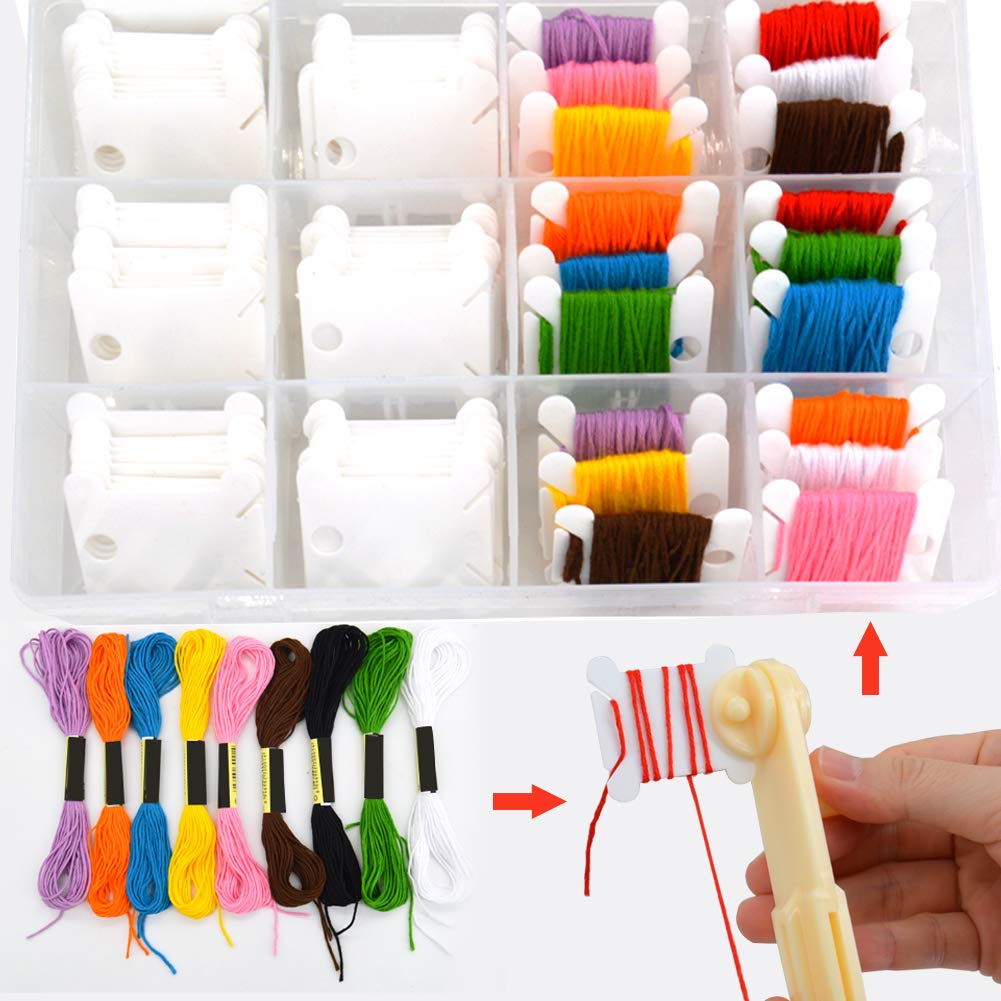 LUTER 240 Pièces Porte-Fil De Bobines De Fil en Plastique avec Un Enrouleur De Fil LUTER 240 Pièces Porte-Fil De Bobines De Fil en Plastique avec Un Enrouleur De Fil