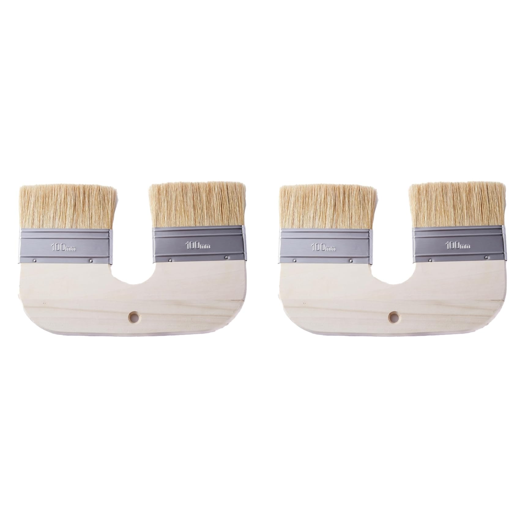 Jnchdghwa 2X Limewash Paint Brush Natural Bristle - 4 Inch Wide U-Shaped Double Brush for Limewash on Brick and Interior Walls
