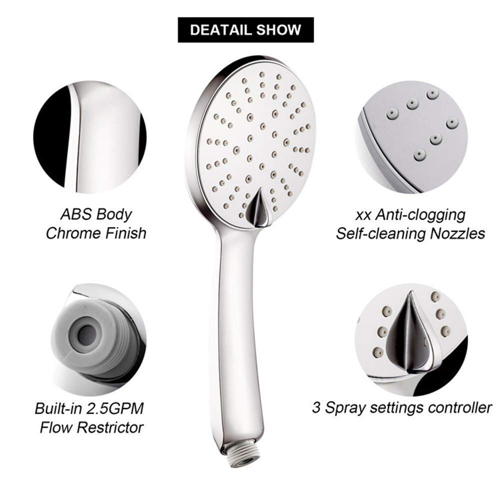 Soffione doccia con doccetta, kit soffione doccia con tubo, attacco universale con 3 modalità di spruzzo regolabili, per bagno doccia