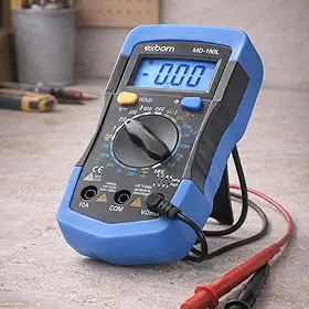 Multímetro Digital Multifunções Profissional C/Bateria 9V | Beep Sonoro | Iluminação Display LCD | P/Elétrica Eletrônica Alta Precisão Medir Voltagem Corrente Resistência Continuidade Transistor.