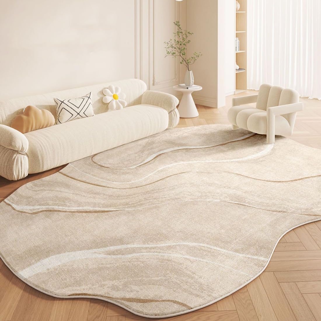 Tapis fausse laine irrégulier gris 160x230 luxe et confort