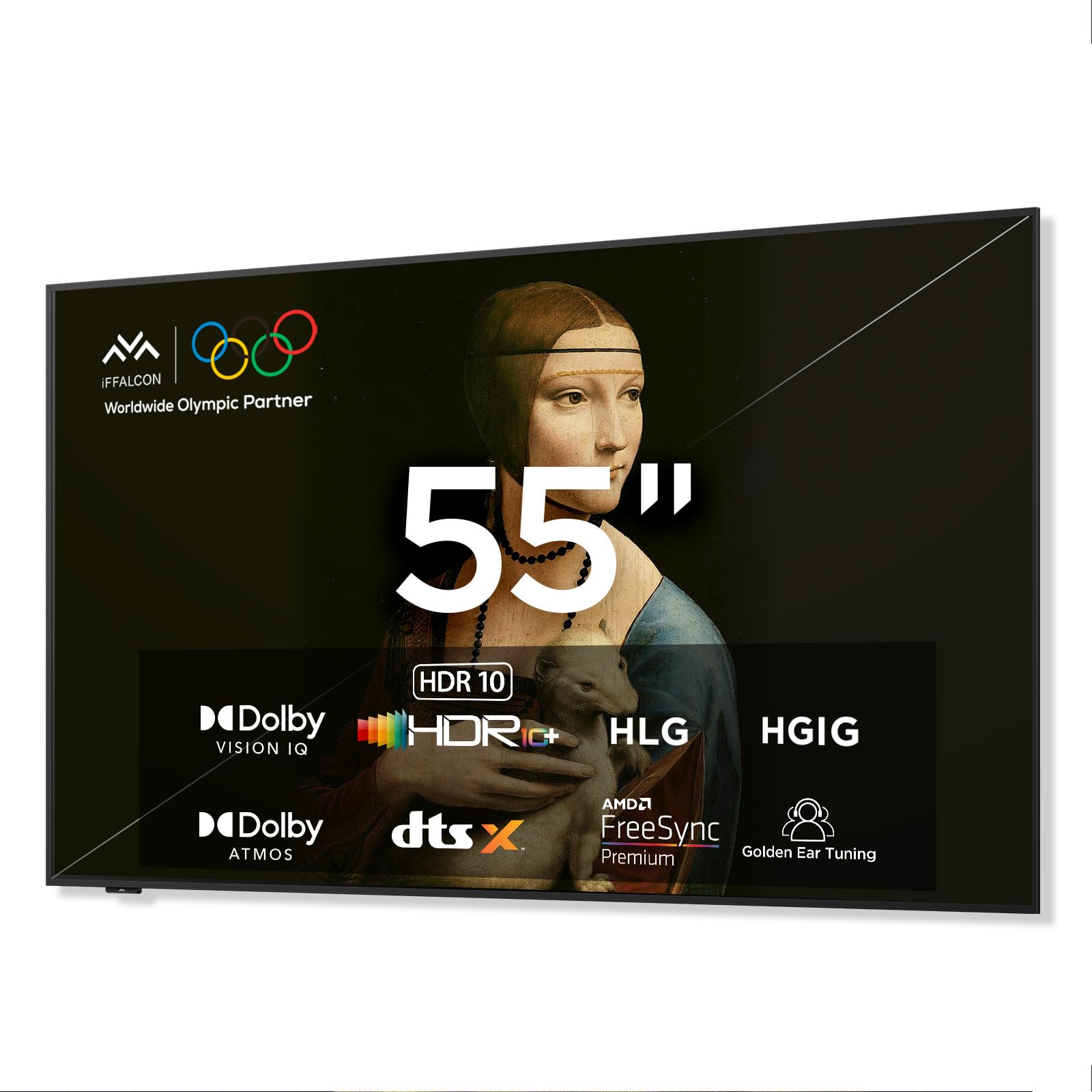 iFFALCON 55-Inch Class QLED 4K Smart TV, Ultra-Slim Picture Frame TV, 144Hz, HDR, Art Mode w/AI Art, Wide Color Gamut, Dolby Vision IQ, Dolby Atmos, Google Assistant Voice Remote(55F75, 2025 Model)