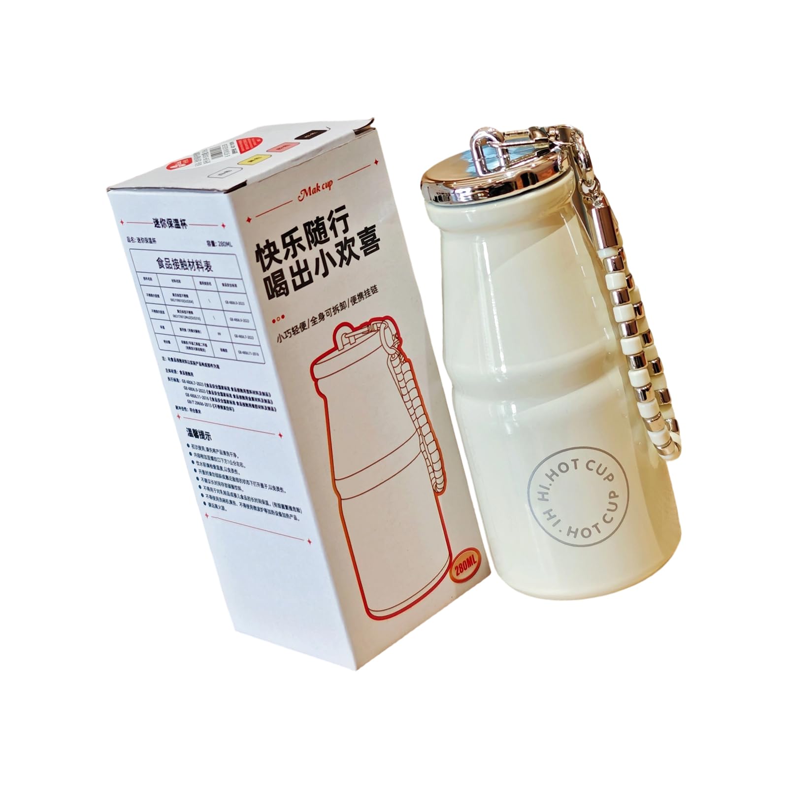 Kalttoy White Miniature Stainless Steels Milk Bottle Drinking Cup Insulated Vacuum Flask With Lanyard Keep Beverages Warm Or Cold Insulated Water Cup