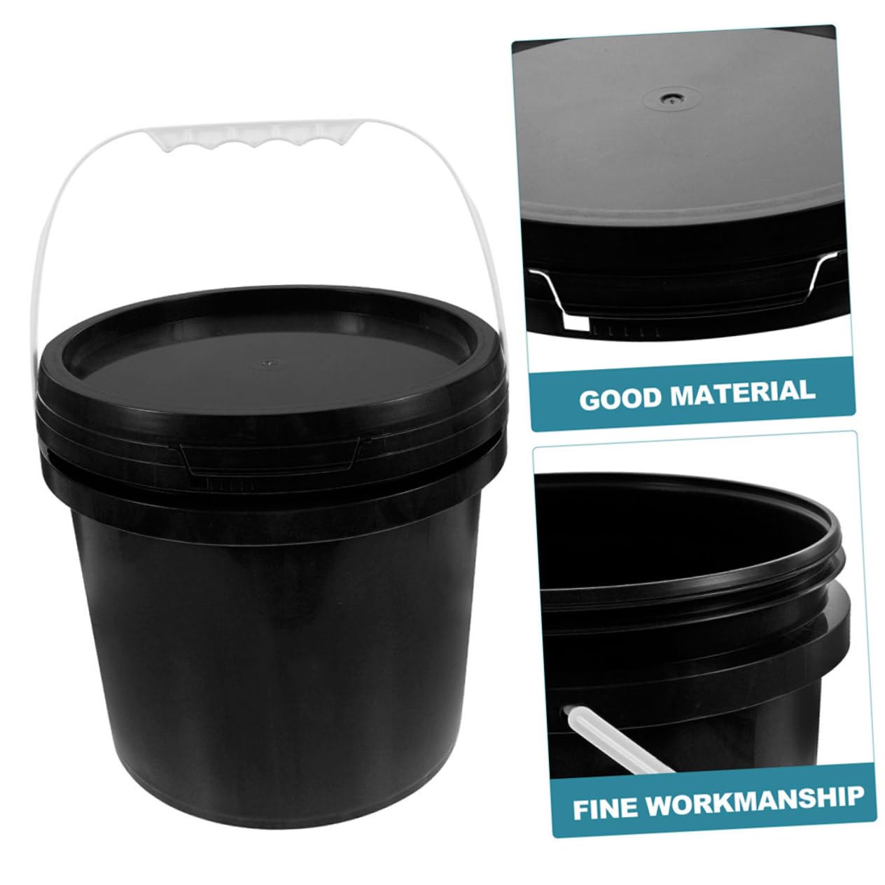 Operitacx Balde Cubo Negro con Tapa Cubo De Pintura Exterior Cuadro Color Cubos Industriales Pequeño Cubos De Pintura Negros con Tapas Largo Pintar El Plastico Black