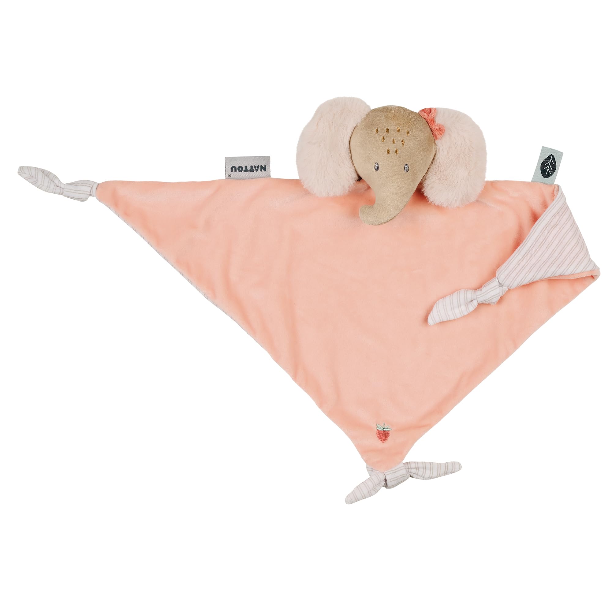 Nattou Large Comforter Blanket Polyester Elephant Companion from Birth Approx. 62 cm Flo, Oli & Ernest, Oli Pink
