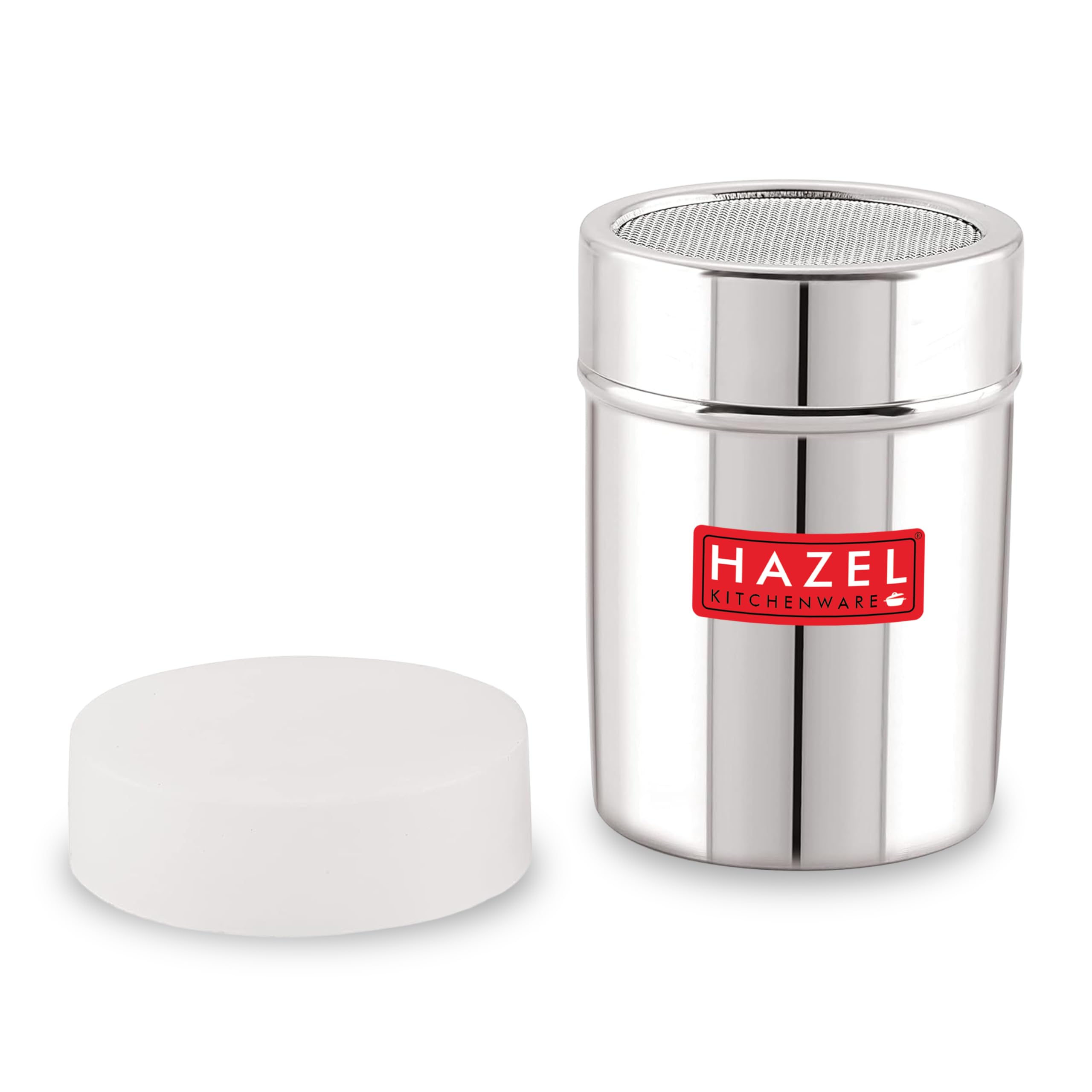 HAZEL Stainless Steel Powder Shaker with ABS Lid | 310 ML Rust-Proof Dredger | for Sugar, Flour, Spices, Cocoa, and More