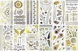 BohoTats Tattoos - Set 2 of 12 Sheets - Over 100+ Intricate Designs - Stunning Flash Metallic Boho Tattoos - Non Toxic - Quality Guarantee - Temporary Metallic Tattoos