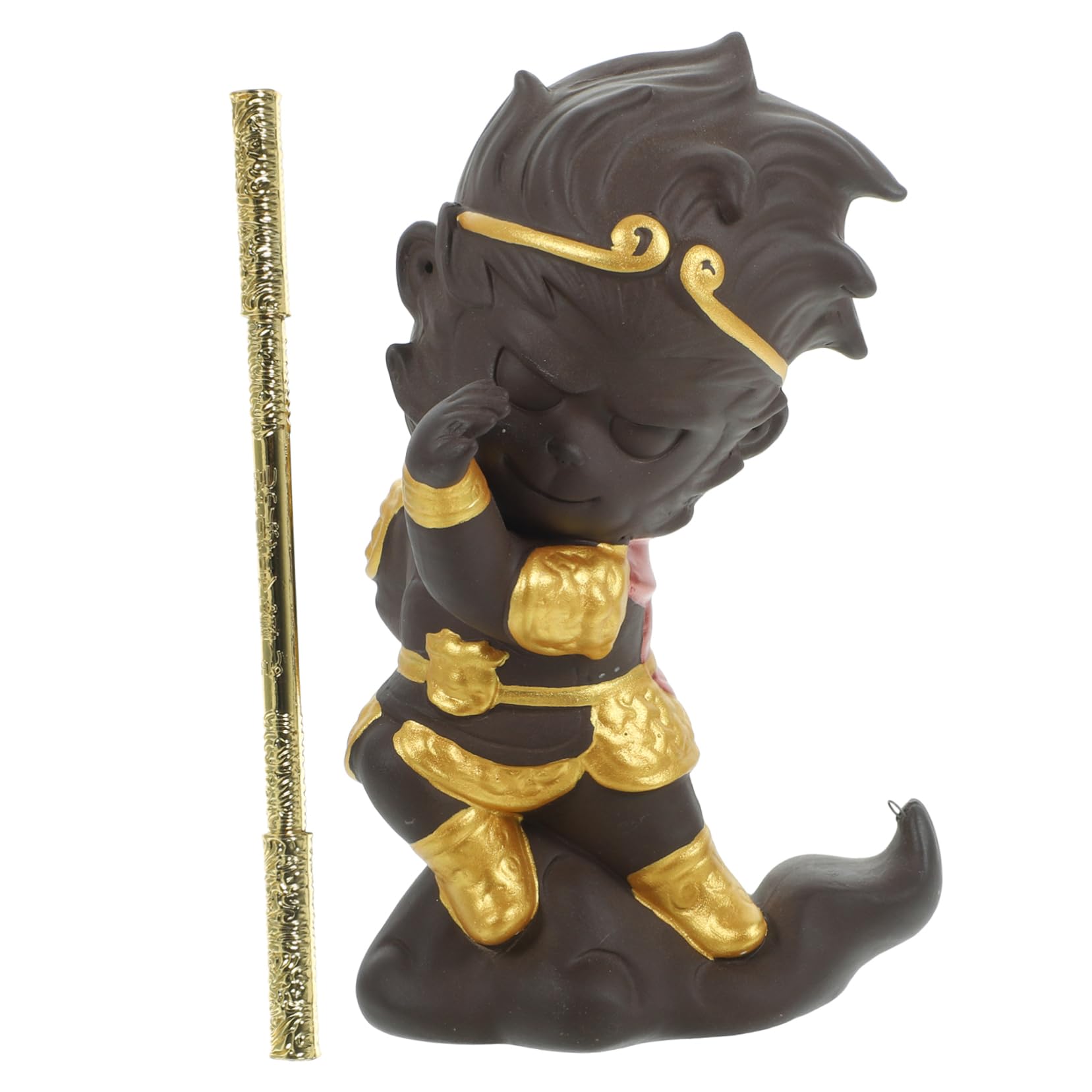 Monkey Ornament Purple Sand Monkey Ceramic Tea Pet Sunwukong Statue Purple Clay Statue Monkey King Statue Aquarium Statue Cute Kungfu Tea Pet Household Office Zisha Pottery