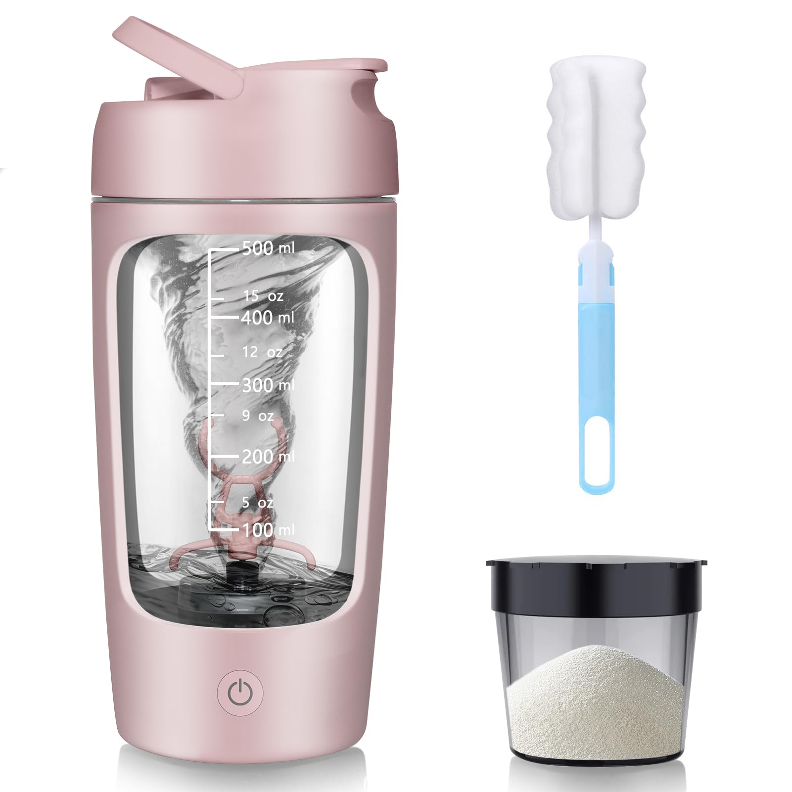 Mezclador de proteínas eléctrico SOARFLY de 650ml y shaker recargable por USB C color rosa