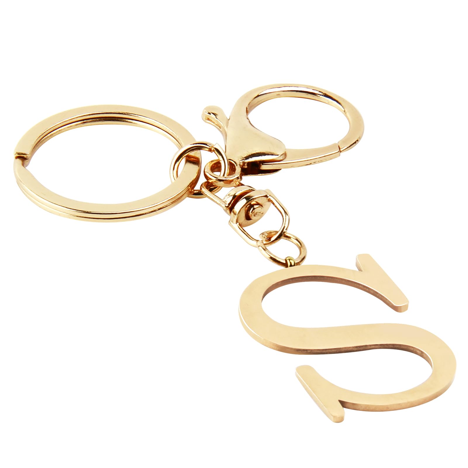 ORUZAORUZA Letter Keyring Alphabet Initial Keychain, Metal Letter Key Ring for Women Men Handbag Wallet Purses Alphabet (S)