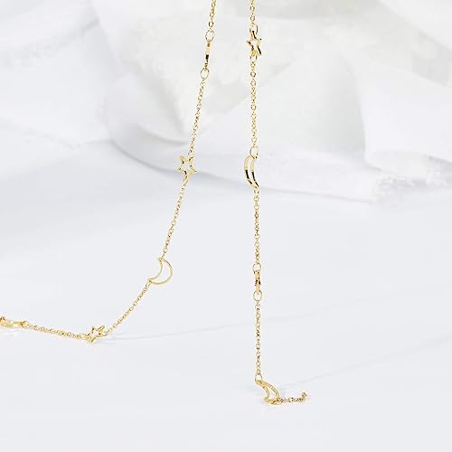 Miniatura 8 de CHGCRAFT Cadenas de eslabones de luna de latón de 16.4 pies, cadenas de cable chapadas en oro de 18 quilates con broches de langosta y anillos de