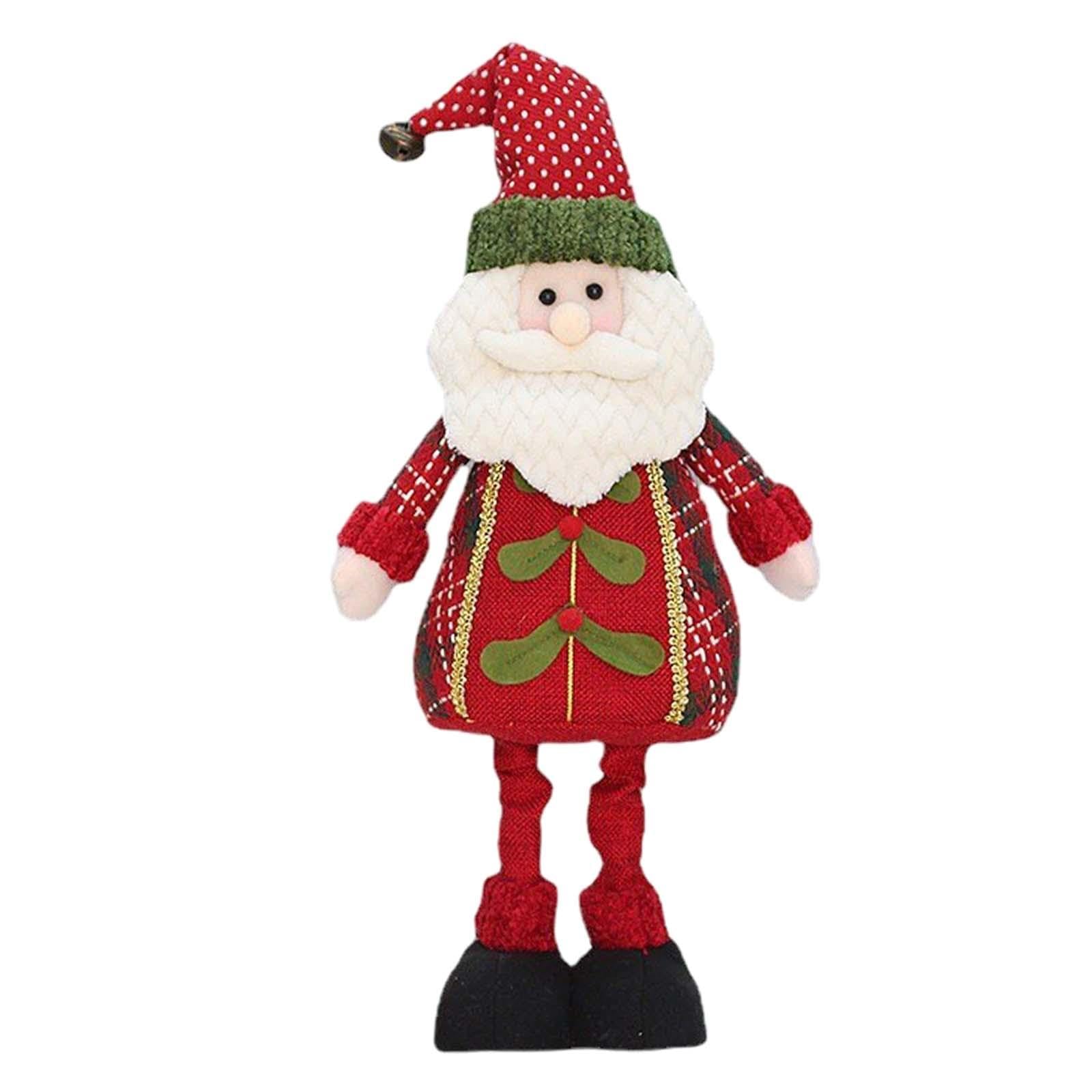 Weihnachtsdeko Figuren Plüsch, Weihnachtsmann Puppe Deko, Weihnachten Rentier Schneemann Figuren, Handmade Winterliche Stand Figur mit Teleskop-Beinen für Urlaub, Zuhause, Party, Stil A