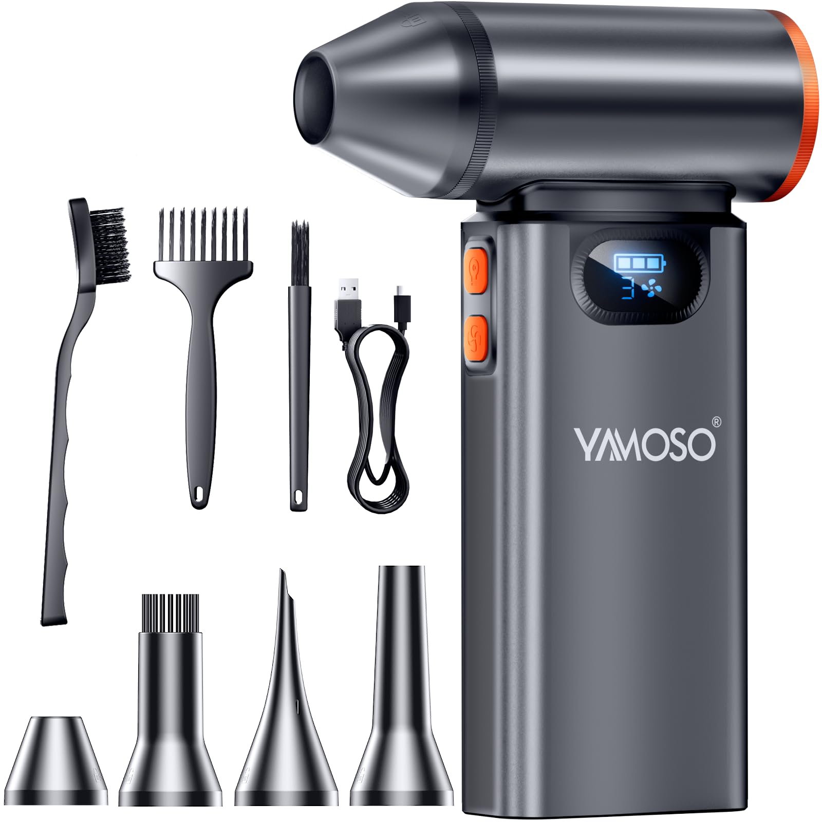 Nettoyage Air Comprimé électrique Souffleur Air Comprimé Électrique - 110000 Tr/min - 3 Vitesses - Batterie 7600mAh - Nettoyage PC, Voiture, Clavier Bombe Air Remplacement