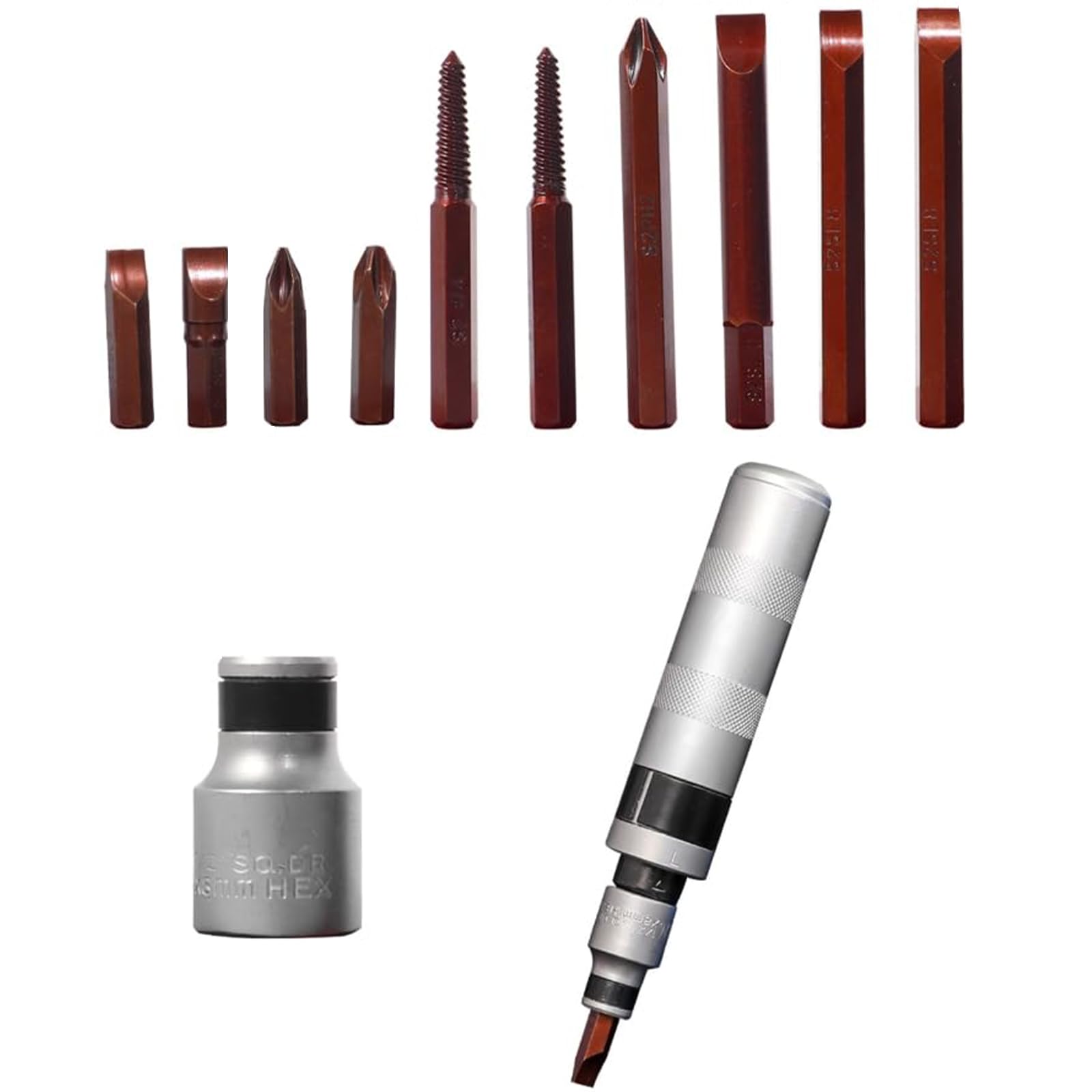 12Piece / Set Heavy Duty Impacts Driver Extractor Tool Carbon Steel Rusted Screw Removers for Home Garage Workshop Resistant Screw Extractor Set