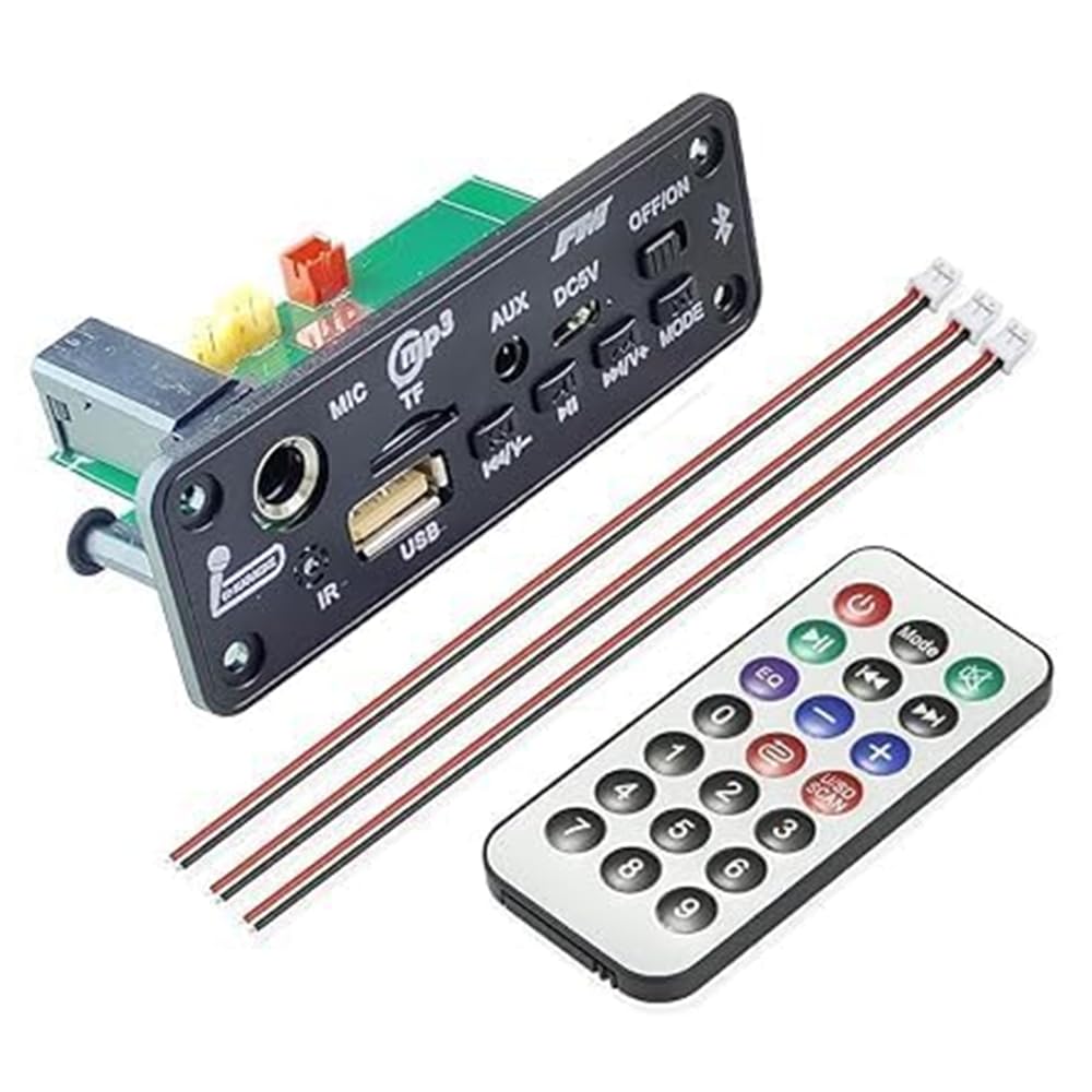 SixOhm FM USB AUX MP3 Decoder Module with Mic & Remote | Multi-Function Audio Player Board | Supports USB/TF/FM/AUX Input | DIY Electronics & Audio Hobby Kit | 5V Supply (1 Unit)-image-44