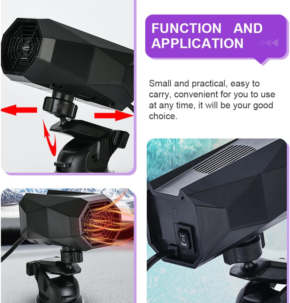 GARVALON 1pc Portable Car Heater Vehicle Windshield Fast Heating Auto Defogging Tool for Driving Compact Design for Easy Use Cars