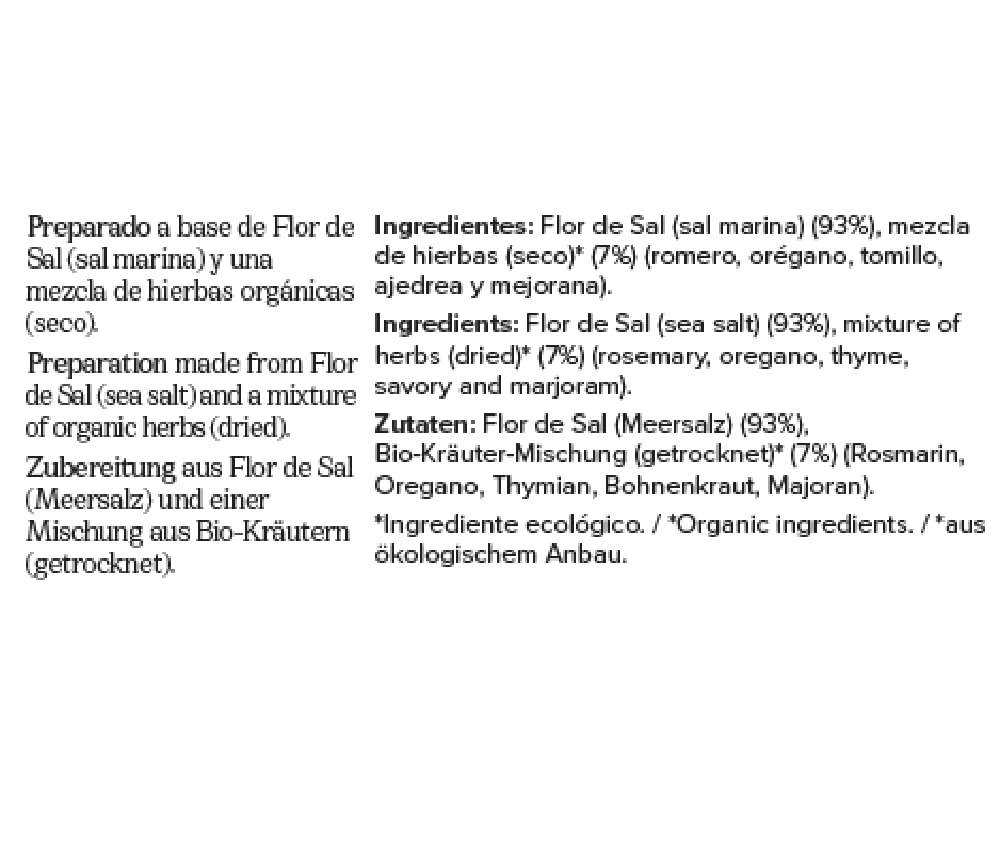 Gusto Mundial Flor de Sal d'Es Trenc Mediterranea sól 150 g | surowa, naturalna sól morska z Majorki | z ziołami śródziemnomorskimi