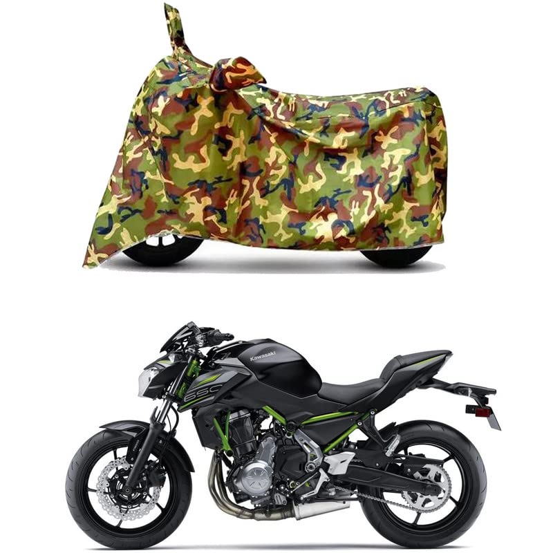 Image of Waterproof 100% PVC Coated Full Bike Scooty Two Wheeler Body Cover Compatible for KawasaZ650 STD /UV-Rays /Heat Protection /Birds Dropping /Scratchproof /Dust Proof s[6X6 Jungle Print]