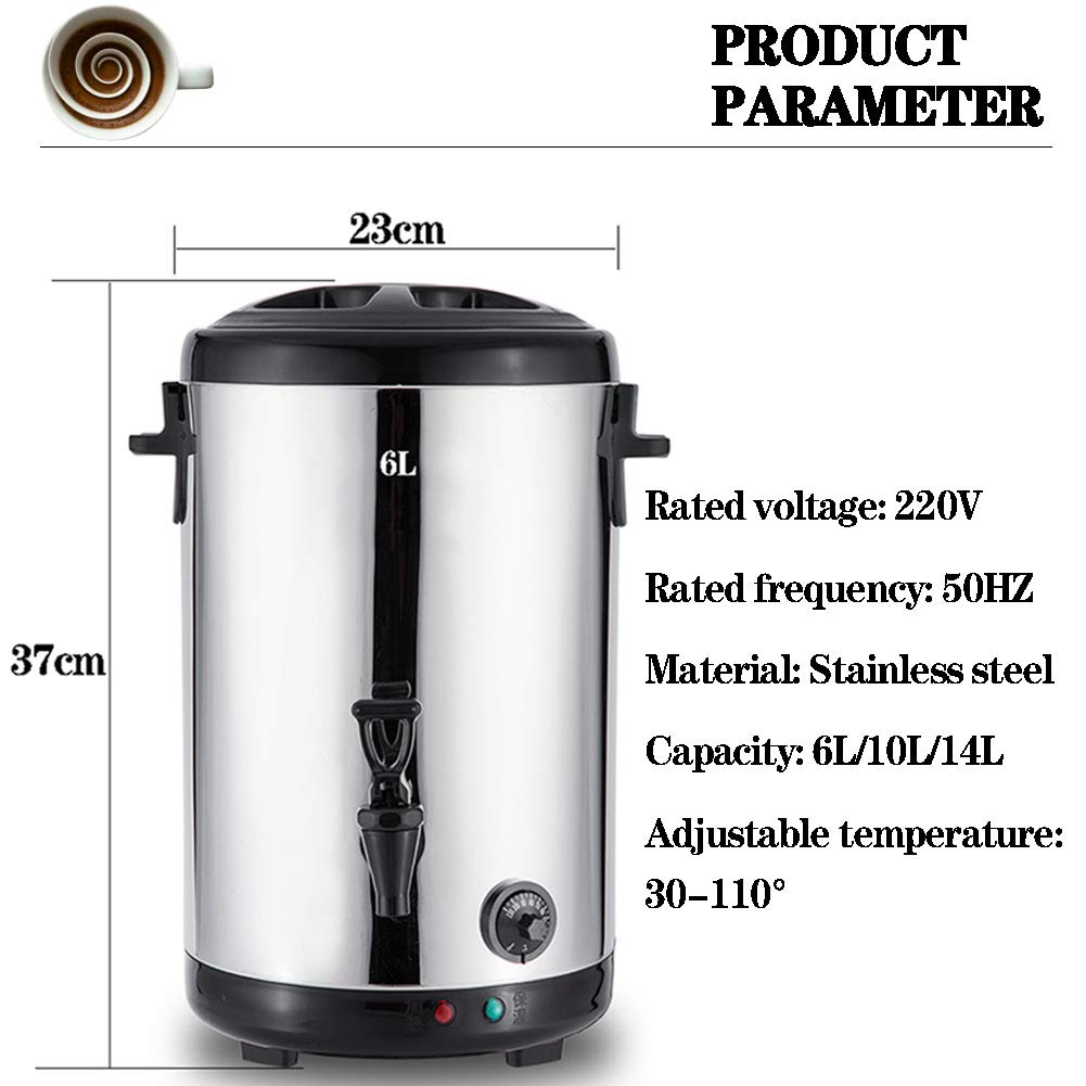Distributore Bevande e succhi, distributore Acqua Calda Commerciale con Controllo della Temperatura per caffè, bollitore e scaldavivande Termico in Acciaio Inossidabile a Doppia Parete