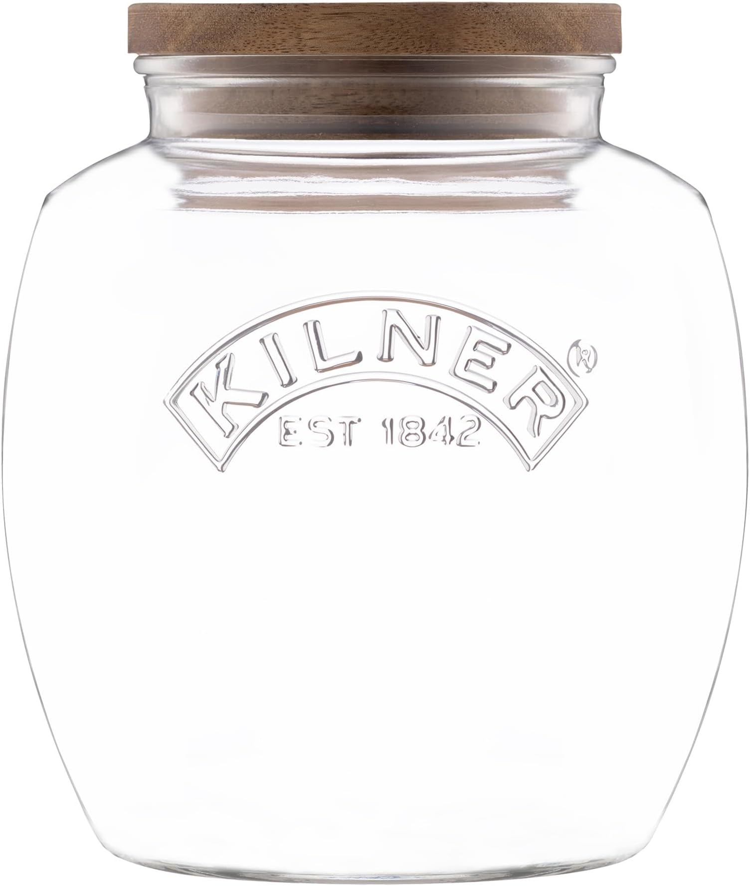 - Kilner Premium Universal Airtight Glass Jar with Wooden Lid - 2 L | Transparent Container for Kitchen Storage, Dry Foods like Grains, Pulses, Cereals, Pasta